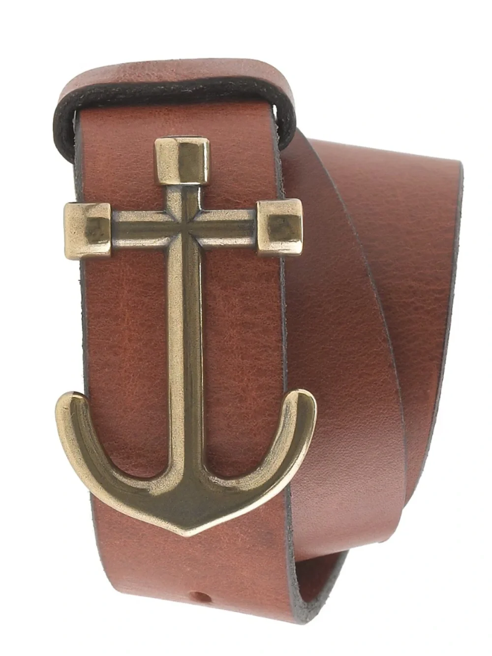 Crewcuts Made in USA Boys Leather Brass Anchor Belt Sz M